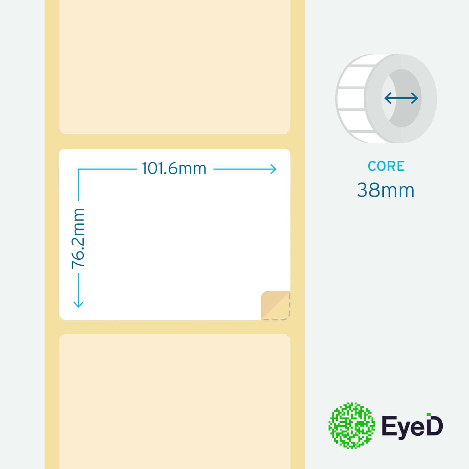 101.6x76.2mm White Thermal Transfer Labels, 38mm Core, 500/Roll