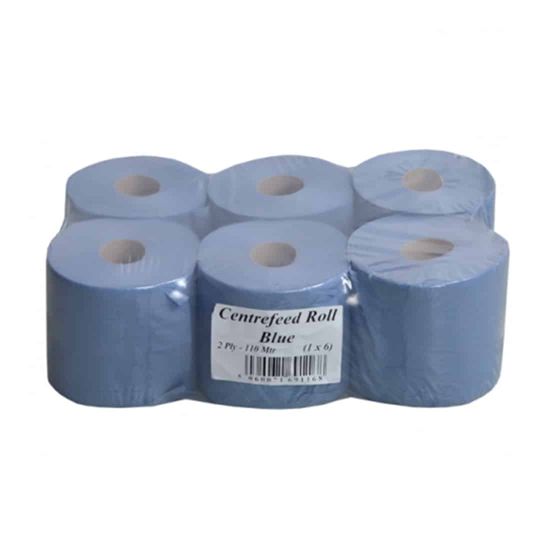 Blue Centre Feed Wiper Rolls 6/Pack