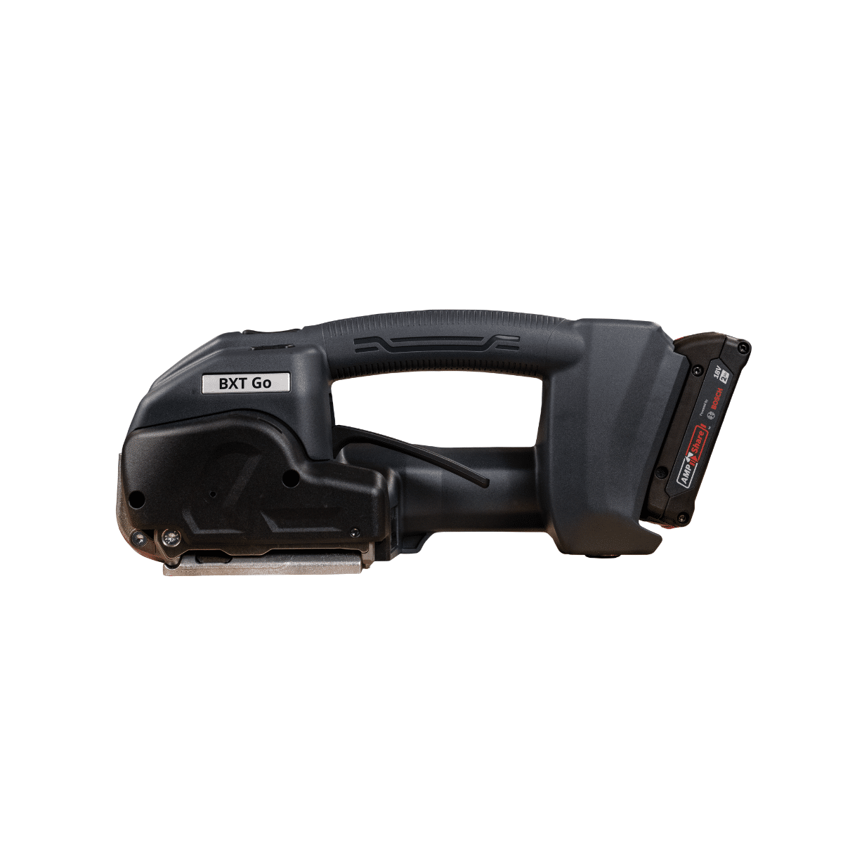 BXT Go Battery Powered Strapping Tool – Main Product Image | Maxpack BXT Go battery powered strapping tool with rechargeable battery on a white background.